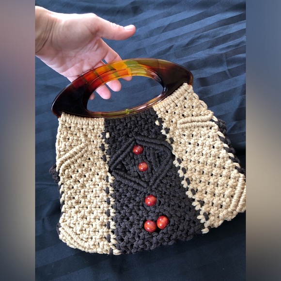 Vtg Handmade Macrame Purse - Picture 4 of 15